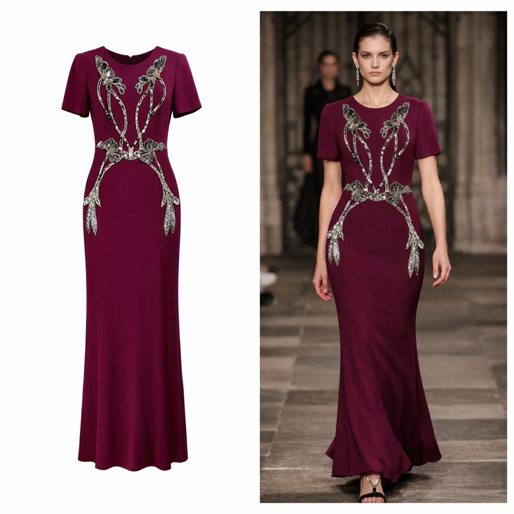 Alexander McQueen Purple Red Sequin Maxi Gown 6 Formal Wedding Guest NWT 🟠